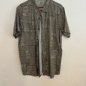 Roark Bless Up Olive Geometric Short Sleeve Shirt